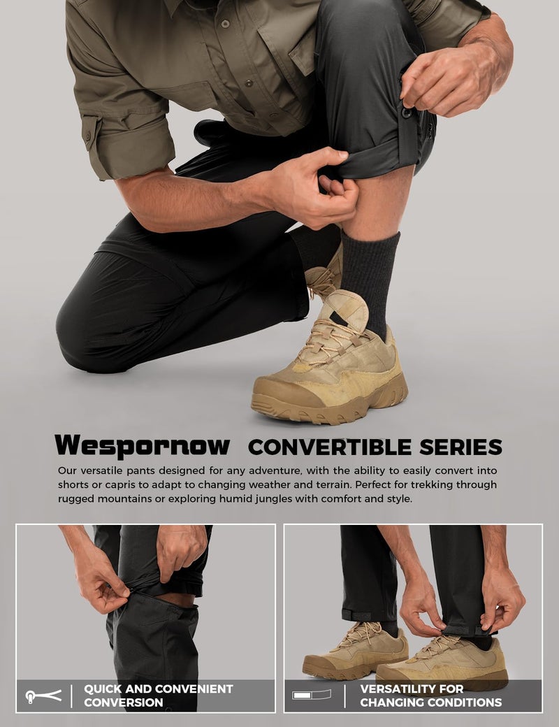 Wespornow Men's-Convertible-Hiking-Pants Quick Dry Lightweight Zip Off Breathable Cargo Pants for Outdoor, Fishing, Safari (Black, Large) - Image 4